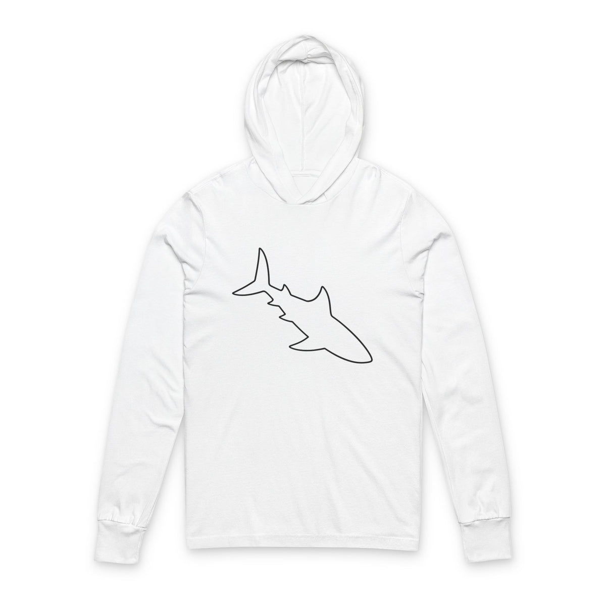 Thread Tumblrz Shark Outline Minimalist Hooded Long Sleeve T-Shirt
