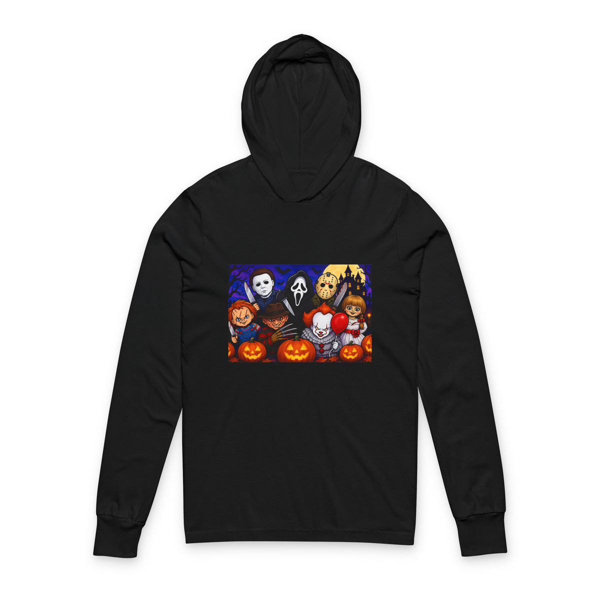 Thread Tumblrz Halloween Horror Mask Characters Hooded Long Sleeve T-Shirt