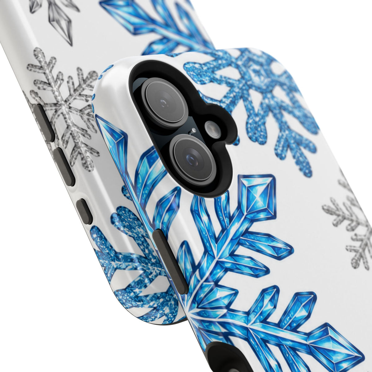 Snowflake Magnetic Impact Phone Case — Winter Blue Crystal Design