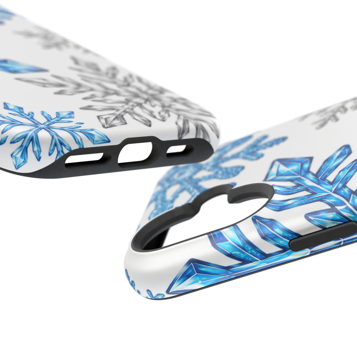 Snowflake Magnetic Impact Phone Case — Winter Blue Crystal Design
