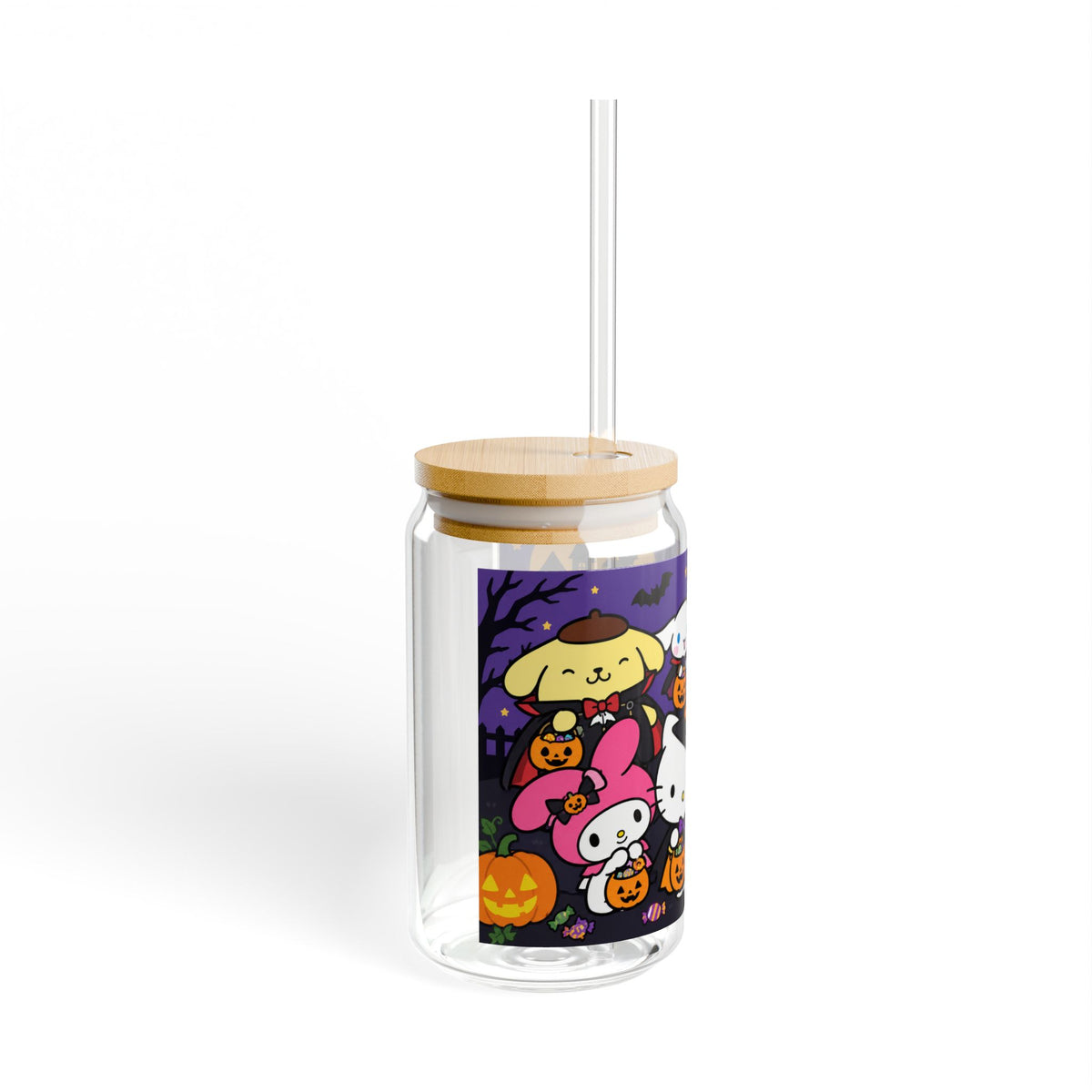 Thread Tumblrz 16oz Hello Kitty Halloween Trick-or-Treat Glass Sipper with Straw