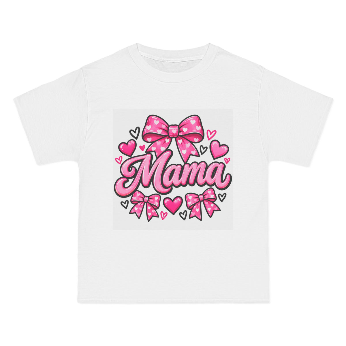 Thread Tumblrz Women's Mama Pink Bow Hearts Graphic T-Shirt — Mother's Day Tee