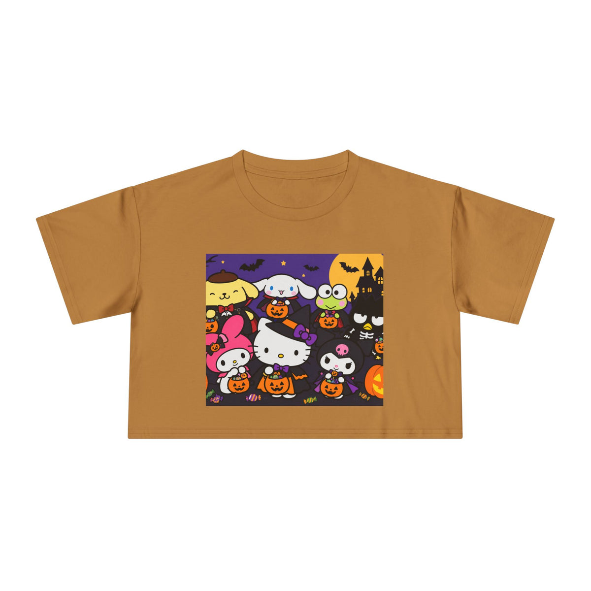 Thread Tumblrz Women's Hello Kitty Halloween Trick-or-Treat Graphic Crop T-Shirt
