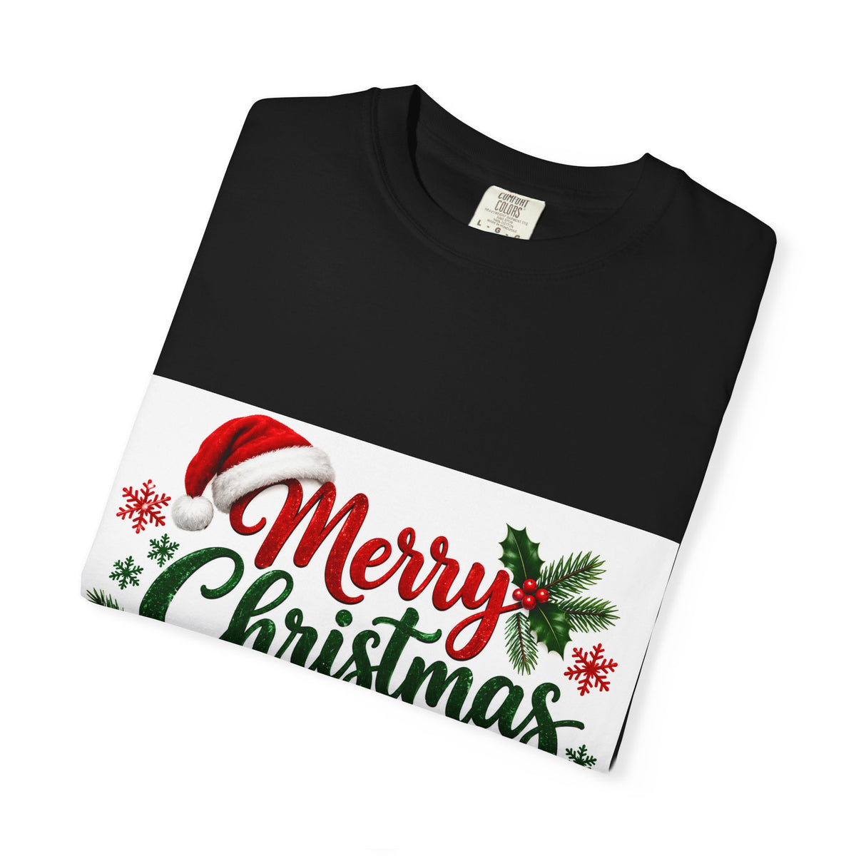 Thread Tumblrz Merry Christmas Festive Santa Hat & Wreath Graphic T-Shirt