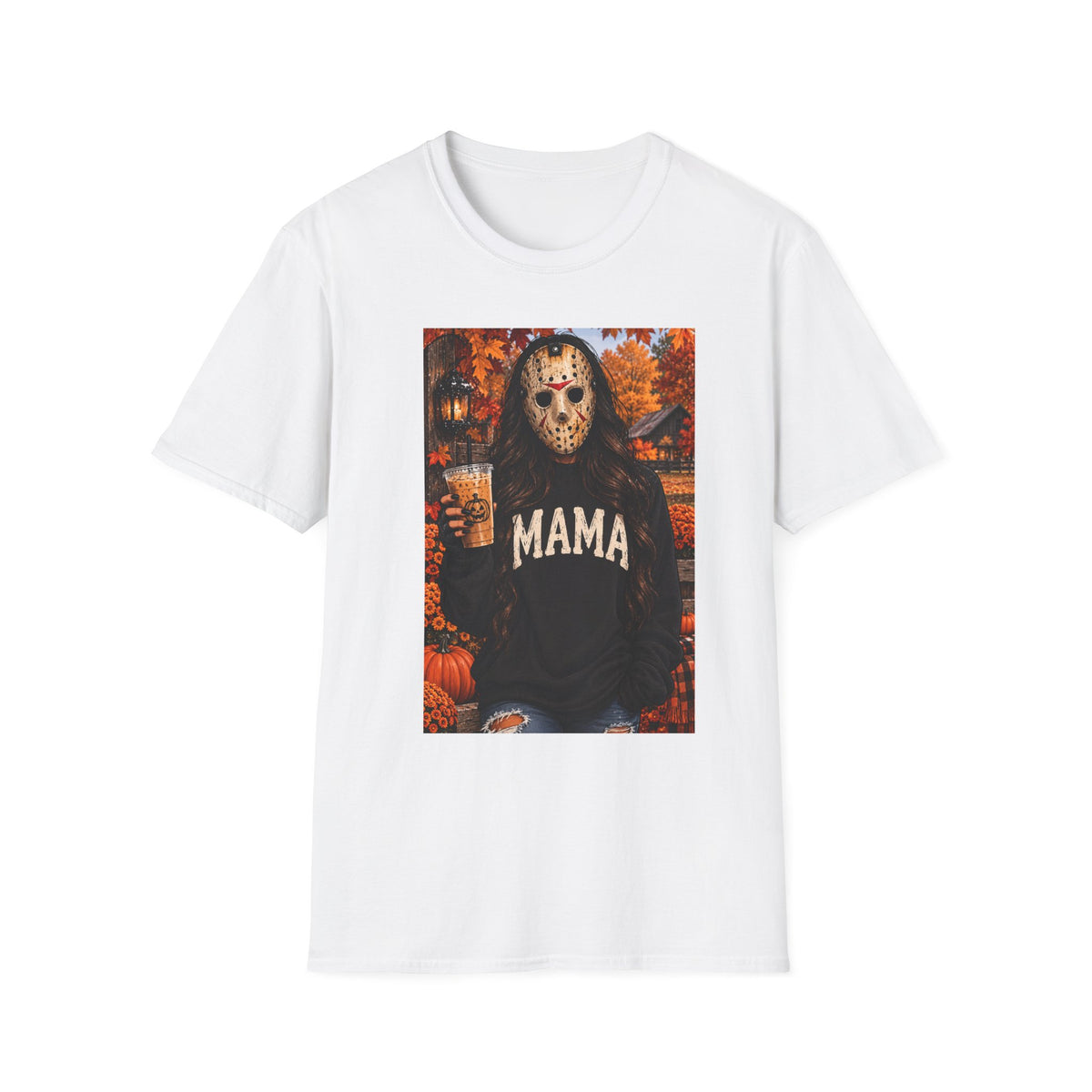 Thread Tumblrz Women's Mama Jason Horror Mom Halloween Fall Graphic T-Shirt