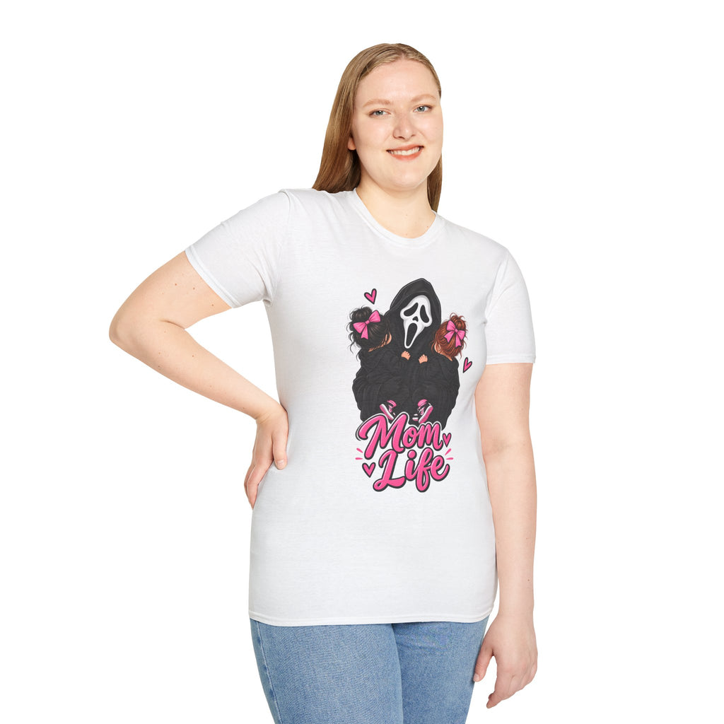 Thread Tumblrz Women's Mom Life Cute Scream Mask Horror Graphic T-Shirt