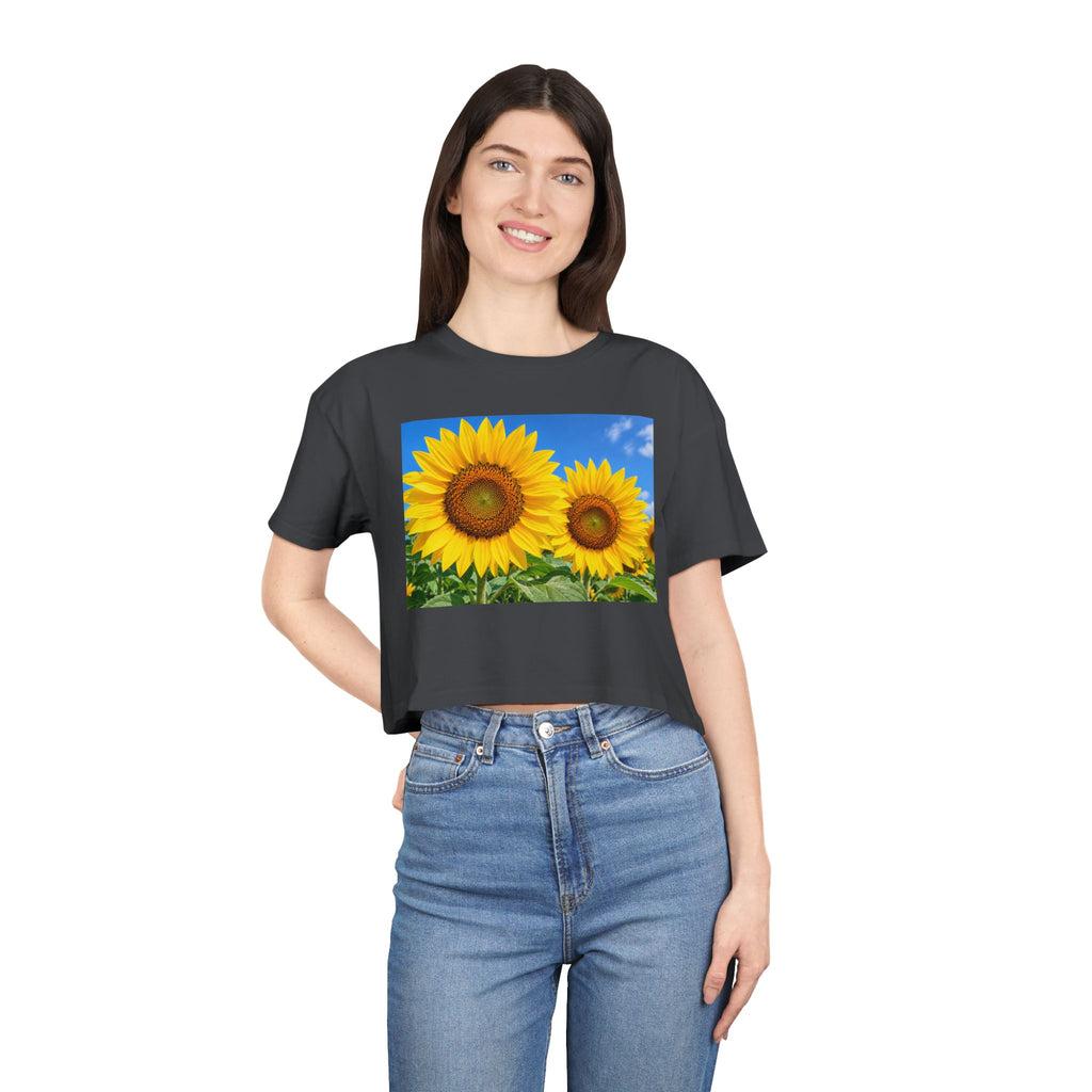 Thread Tumblrz Women's Sunflower Print Crop T-Shirt
