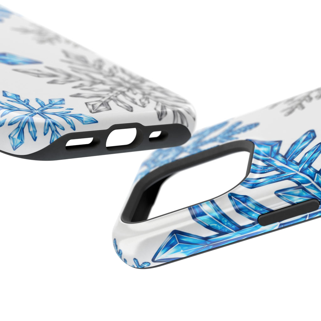 Snowflake Magnetic Impact Phone Case — Winter Blue Crystal Design