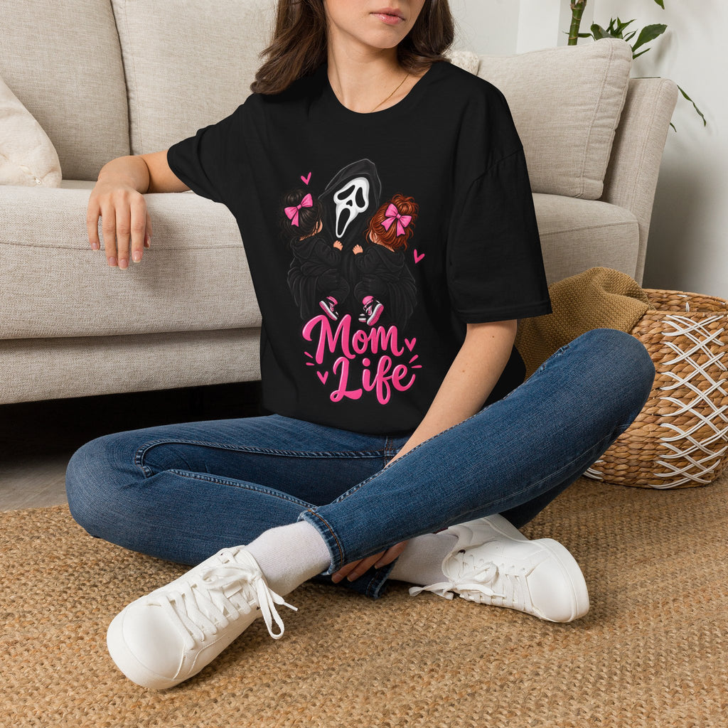 Thread Tumblrz Women's Mom Life Cute Scream Mask Horror Graphic T-Shirt