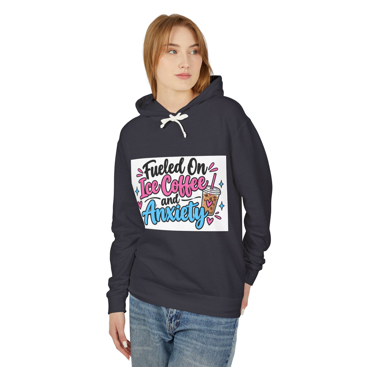 Thread Tumblrz Women's Fueled on Iced Coffee and Anxiety Cute Pastel Pullover Hoodie