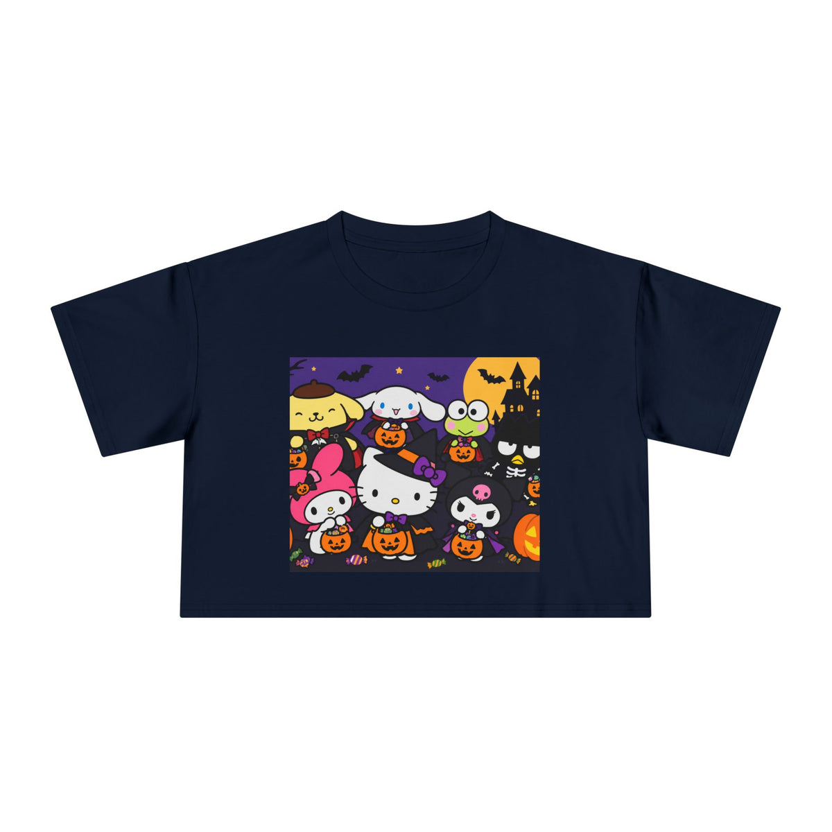 Thread Tumblrz Women's Hello Kitty Halloween Trick-or-Treat Graphic Crop T-Shirt