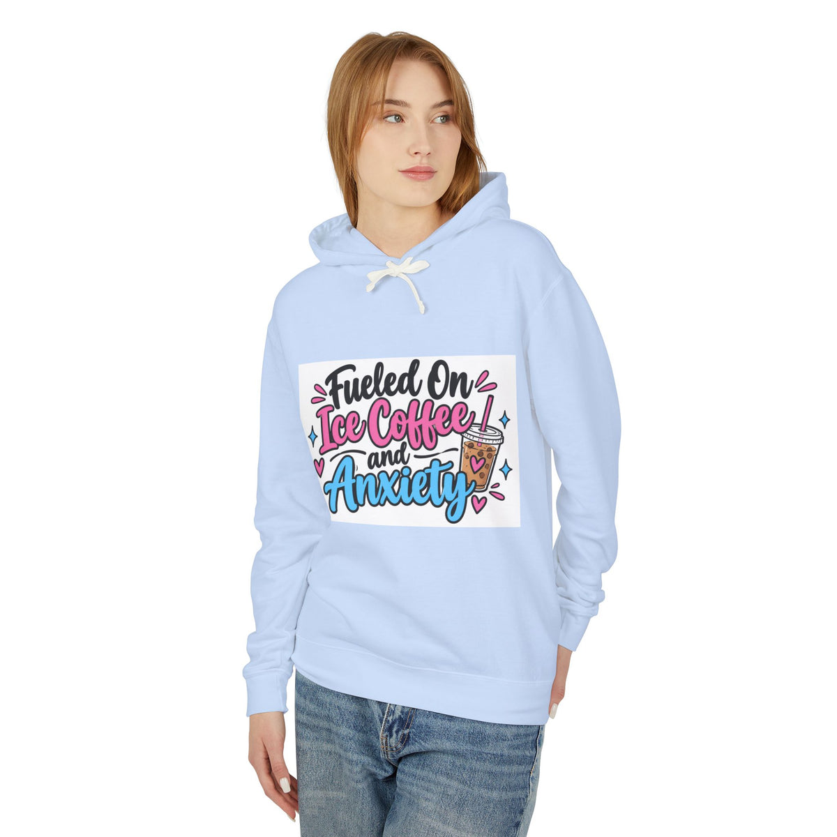 Thread Tumblrz Women's Fueled on Iced Coffee and Anxiety Cute Pastel Pullover Hoodie