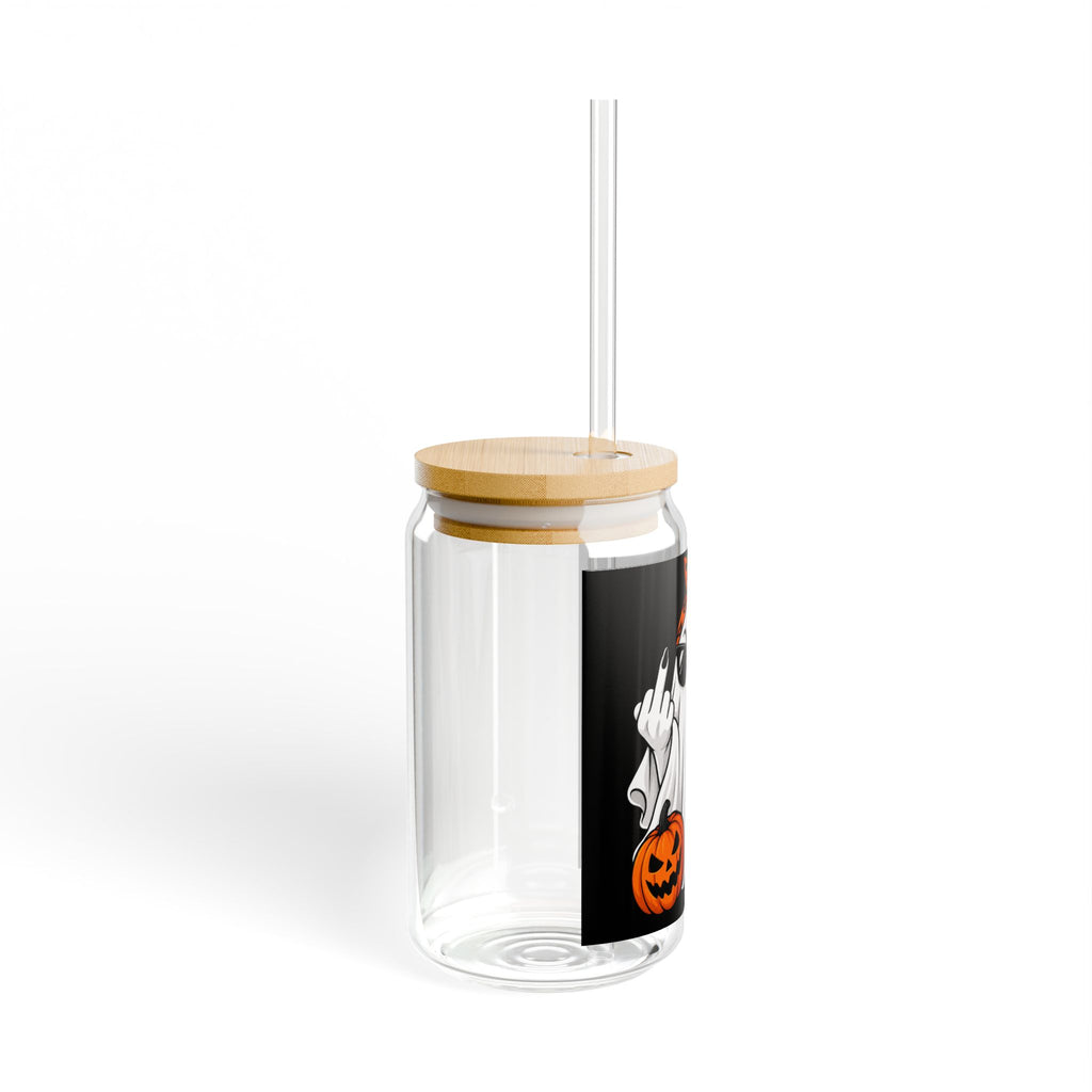 Thread Tumblrz 16oz Halloween Ghost Pumpkin Glass Sipper with Straw