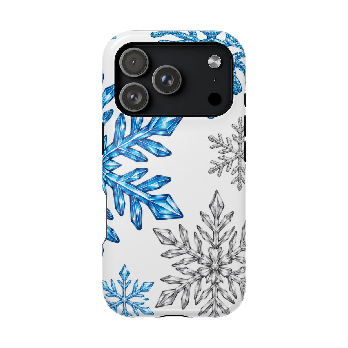 Snowflake Magnetic Impact Phone Case — Winter Blue Crystal Design