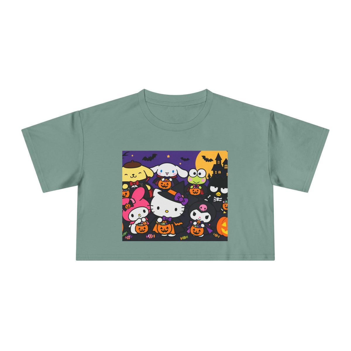 Thread Tumblrz Women's Hello Kitty Halloween Trick-or-Treat Graphic Crop T-Shirt