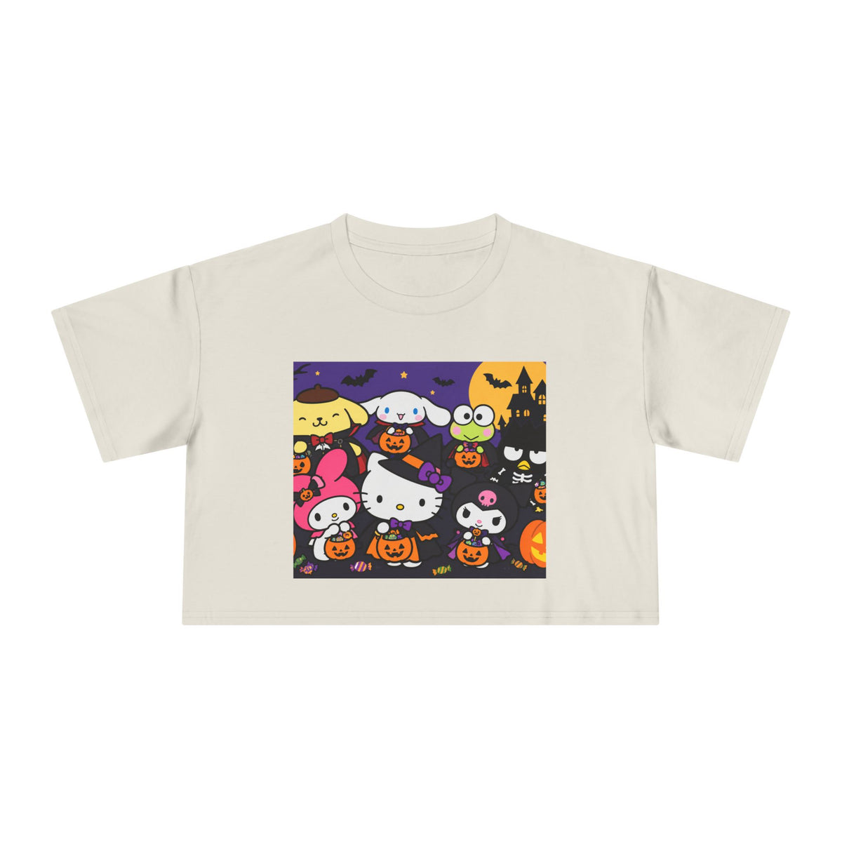 Thread Tumblrz Women's Hello Kitty Halloween Trick-or-Treat Graphic Crop T-Shirt