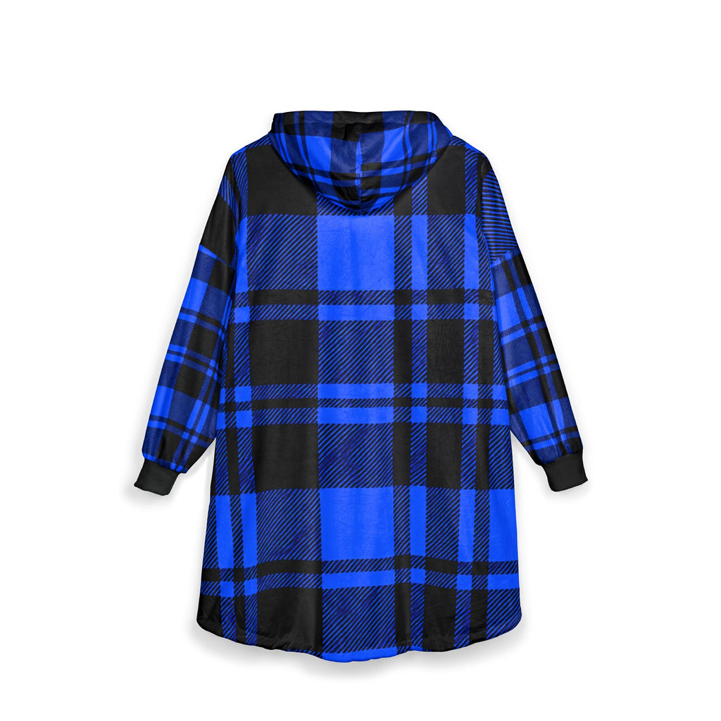 Thread Tumblrz Blue Buffalo Plaid Cozy Sherpa Wearable Hooded Blanket