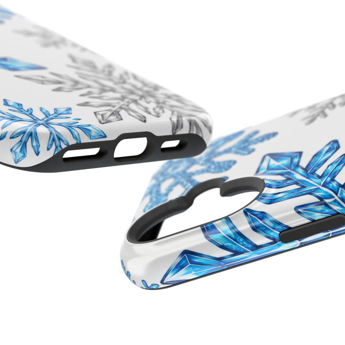 Snowflake Magnetic Impact Phone Case — Winter Blue Crystal Design
