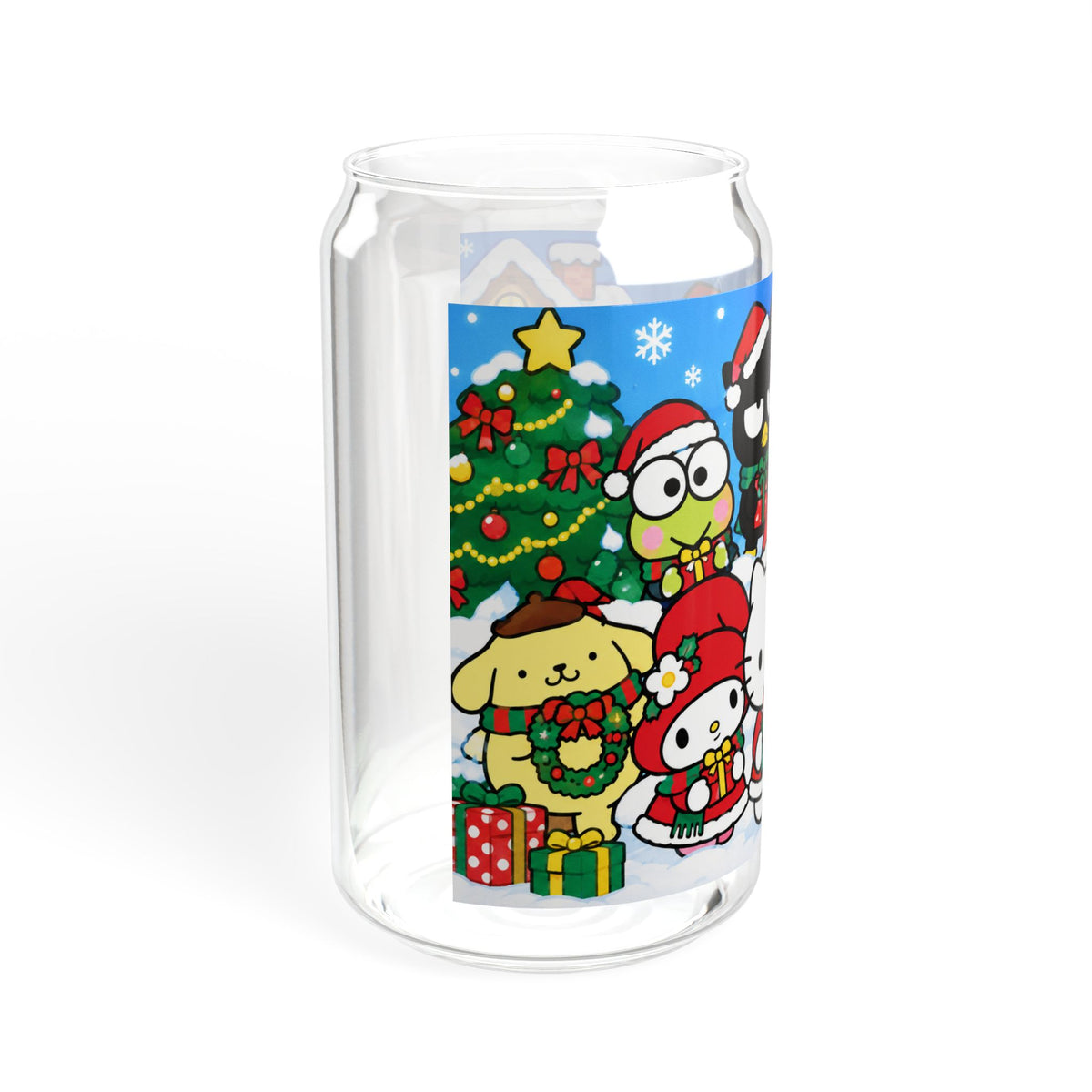 Thread Tumblrz 16oz Hello Kitty Christmas Holiday Glass Sipper with Straw