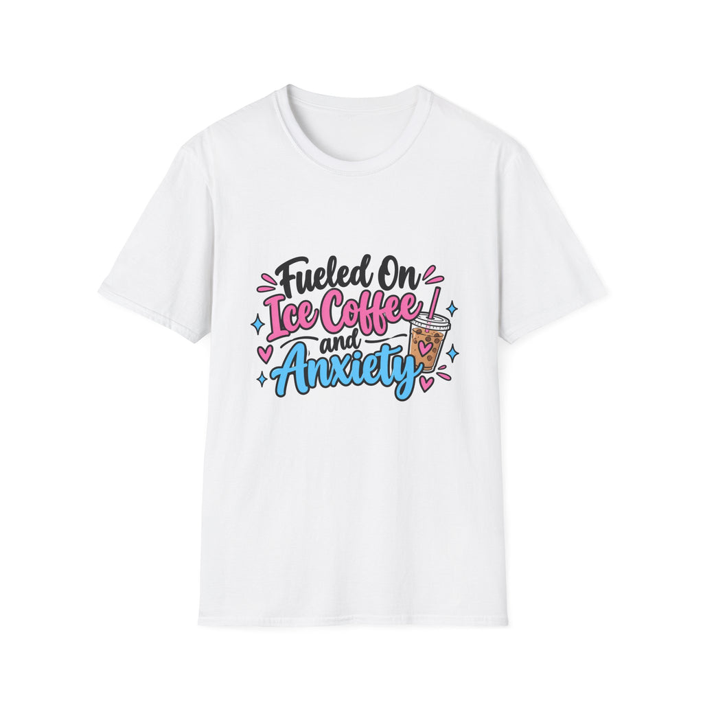 Thread Tumblrz Women's Fueled on Iced Coffee and Anxiety Funny Graphic T-Shirt