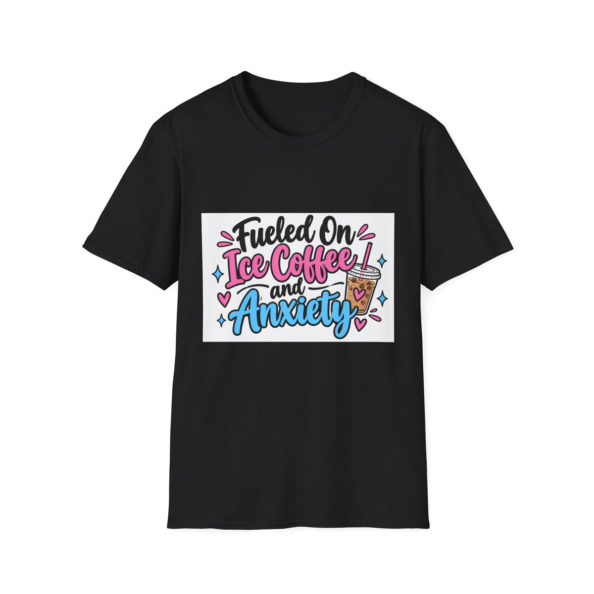 Thread Tumblrz Women's Fueled on Iced Coffee and Anxiety Funny Graphic T-Shirt