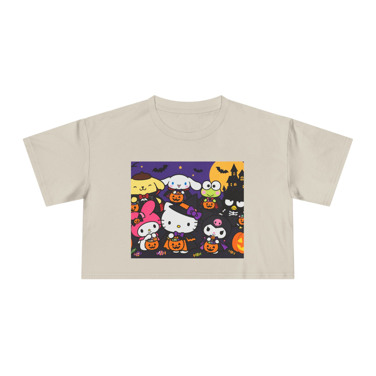 Thread Tumblrz Women's Hello Kitty Halloween Trick-or-Treat Graphic Crop T-Shirt