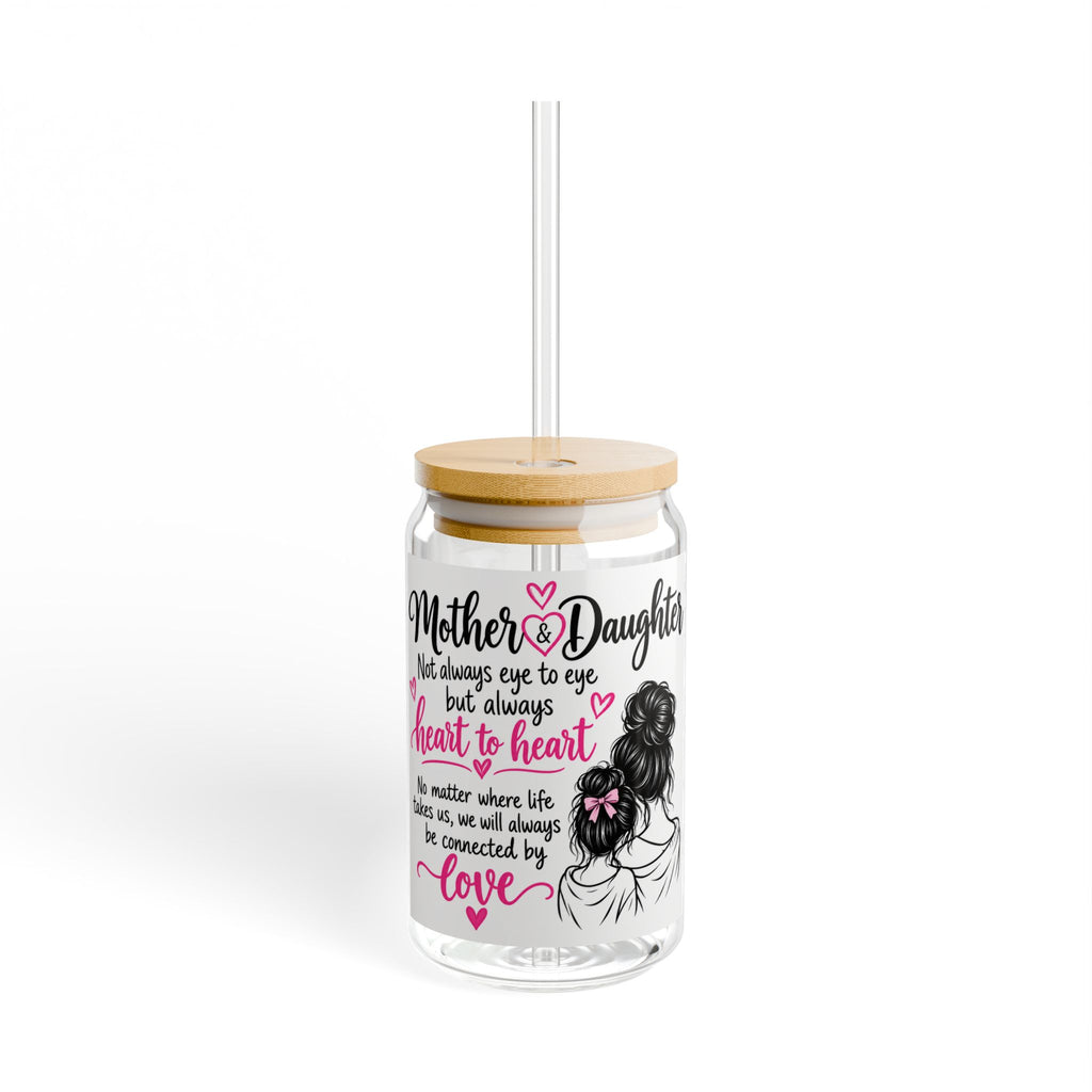 Thread Tumblrz 16oz Mother & Daughter Heart to Heart Glass Sipper with Straw