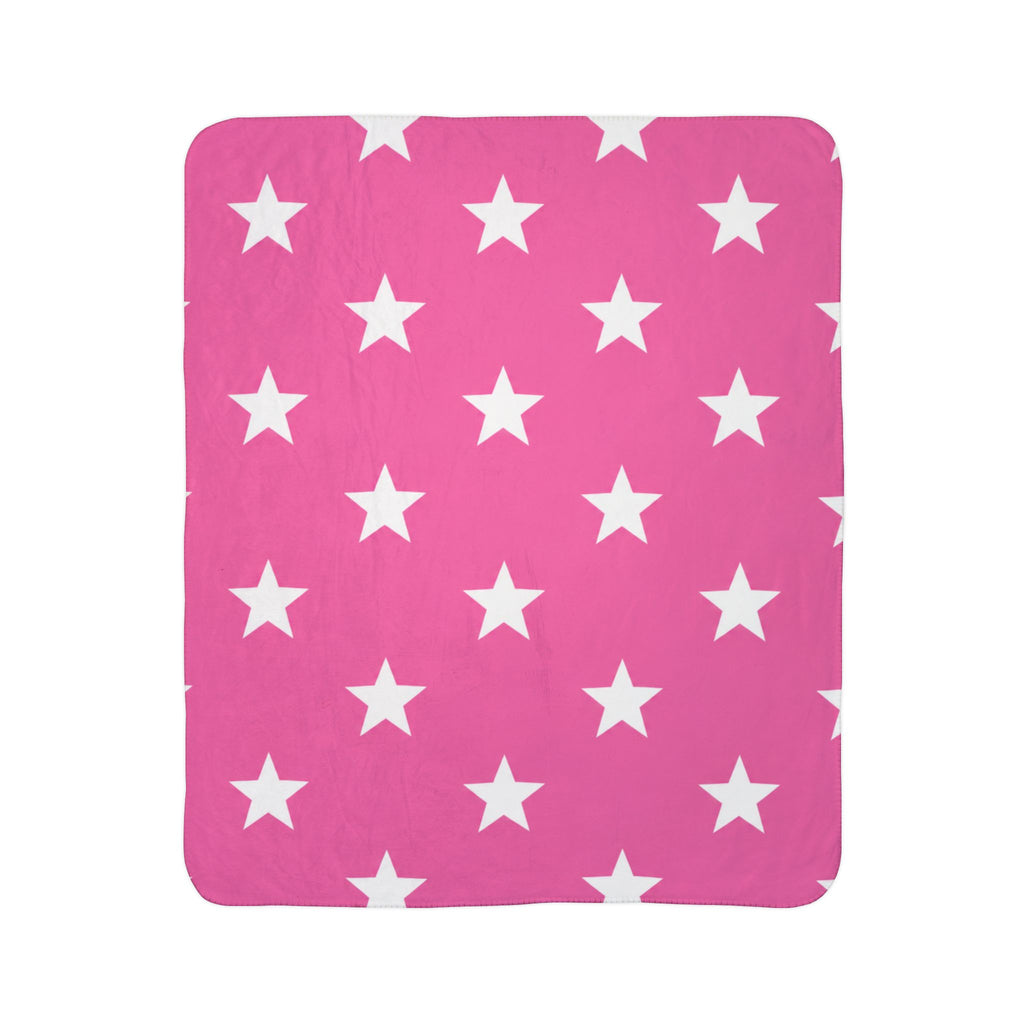 Pink Star Sherpa Blanket – Cozy Fleece Throw for Girls & Kids