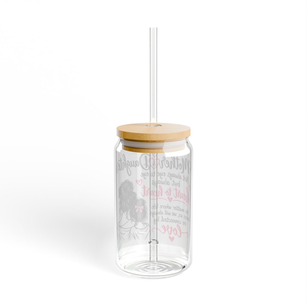 Thread Tumblrz 16oz Mother & Daughter Heart to Heart Glass Sipper with Straw