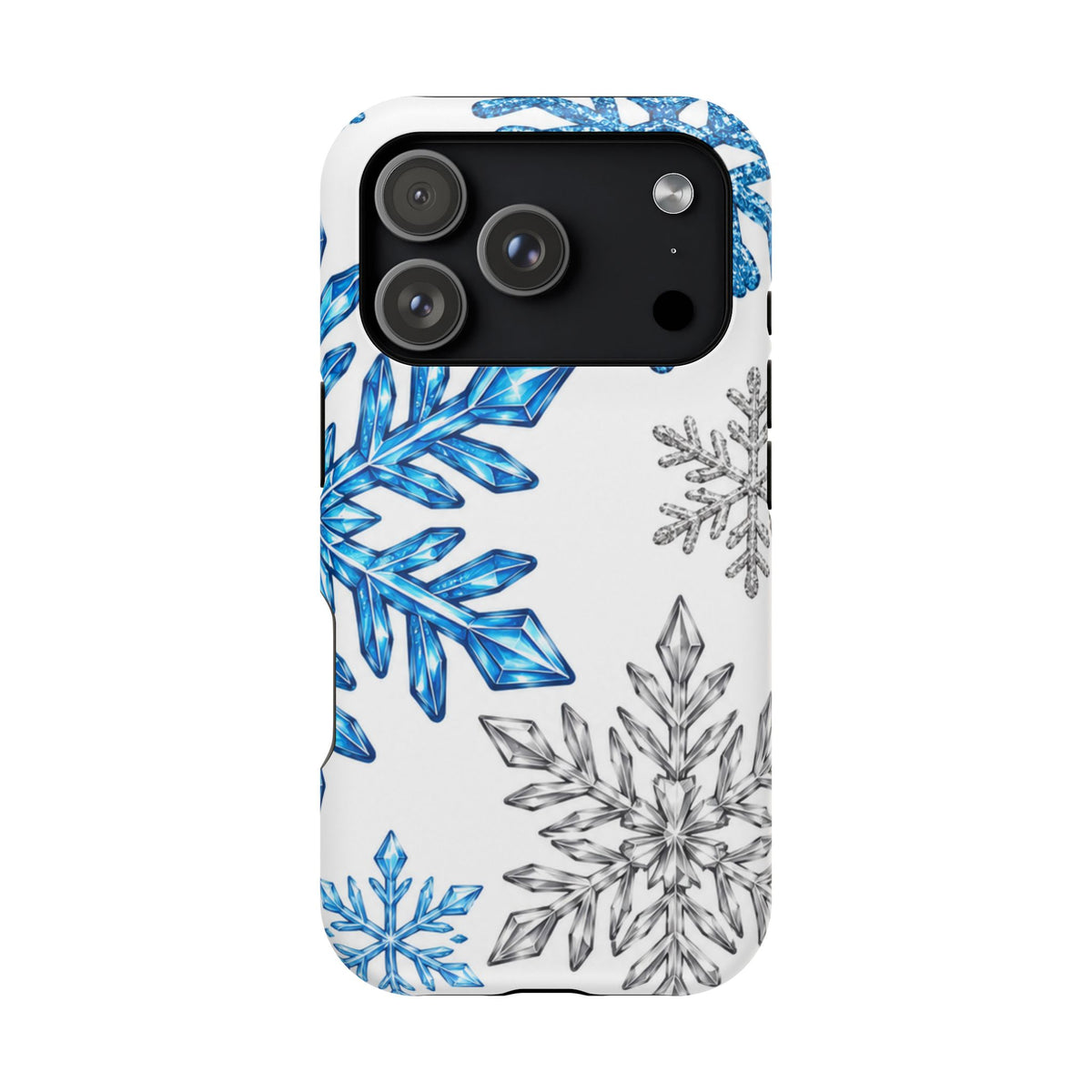 Snowflake Magnetic Impact Phone Case — Winter Blue Crystal Design