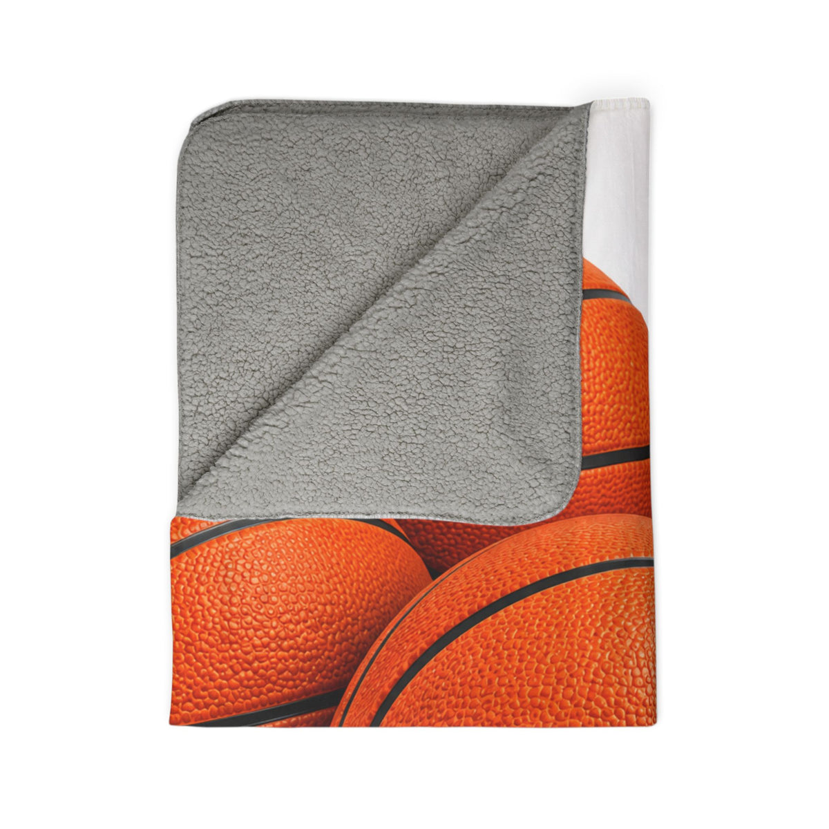 Basketball Sherpa Blanket – Cozy Orange Basketball Design for Fans, Gift for Players & Sports Lovers