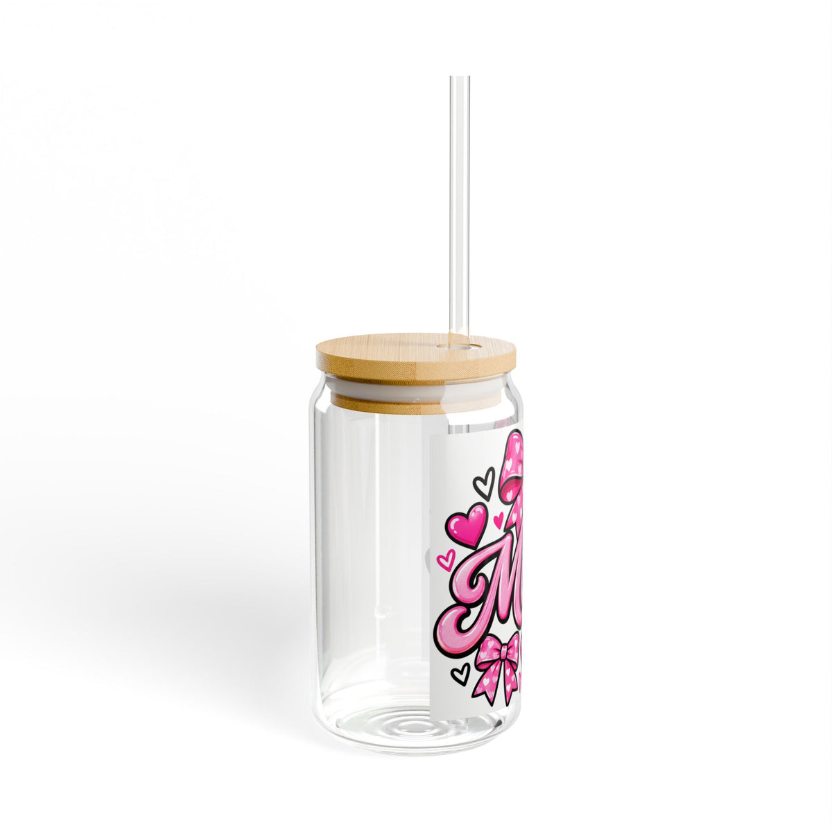 Thread Tumblrz 16oz Mama Pink Hearts & Bows Glass Sipper — Mother's Day Gift