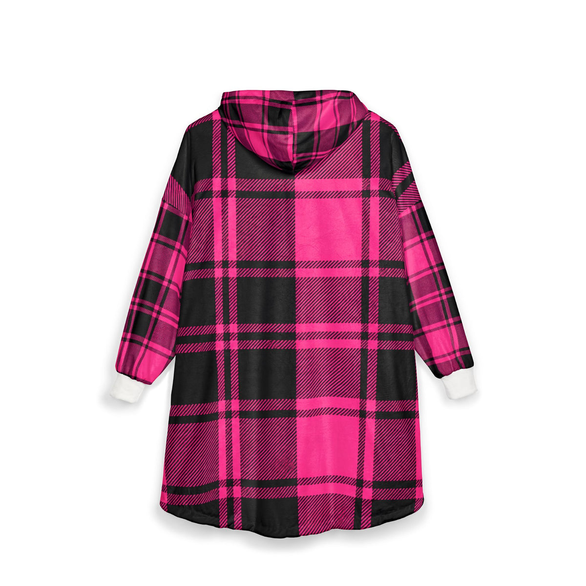 Thread Tumblrz Pink & Black Plaid Cozy Oversized Sherpa Hoodie Wearable Blanket