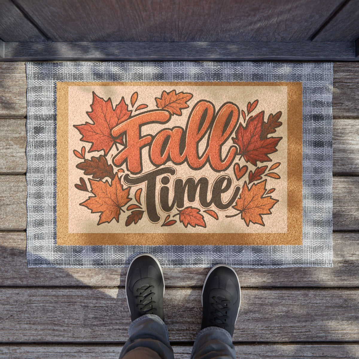 Fall Time Doormat – Autumn Leaves Welcome Mat