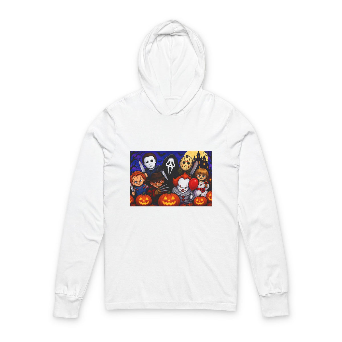 Thread Tumblrz Halloween Horror Mask Characters Hooded Long Sleeve T-Shirt