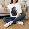 Thread Tumblrz Women's Scream Mask Girl Pink Bow & Knife Horror Graphic T-Shirt