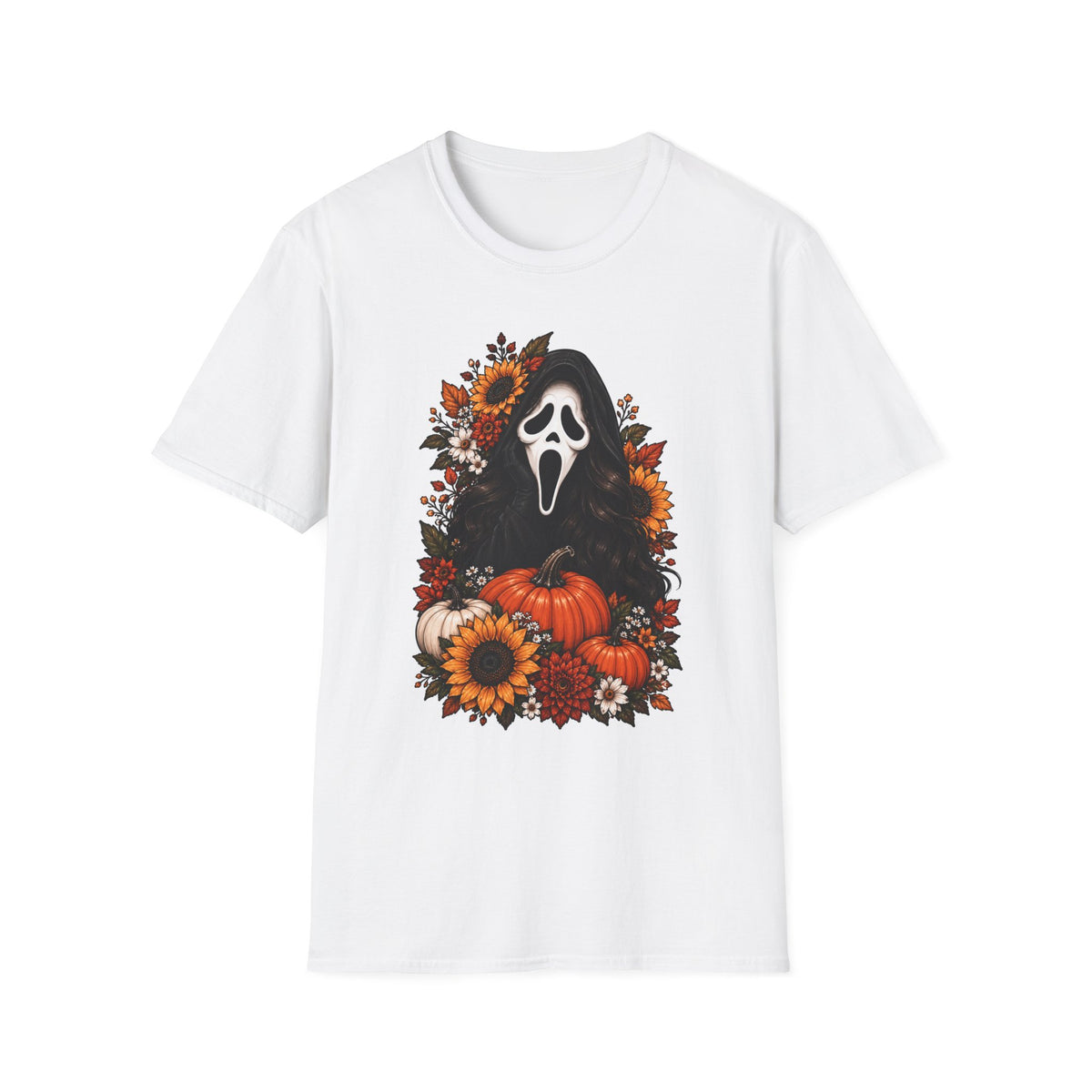 Thread Tumblrz Halloween Ghostface Pumpkin Spooky Floral Fall Graphic T-Shirt