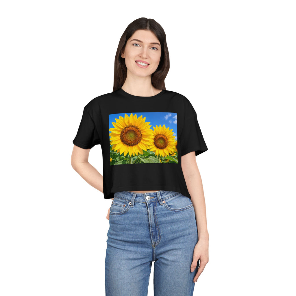 Thread Tumblrz Women's Sunflower Print Crop T-Shirt