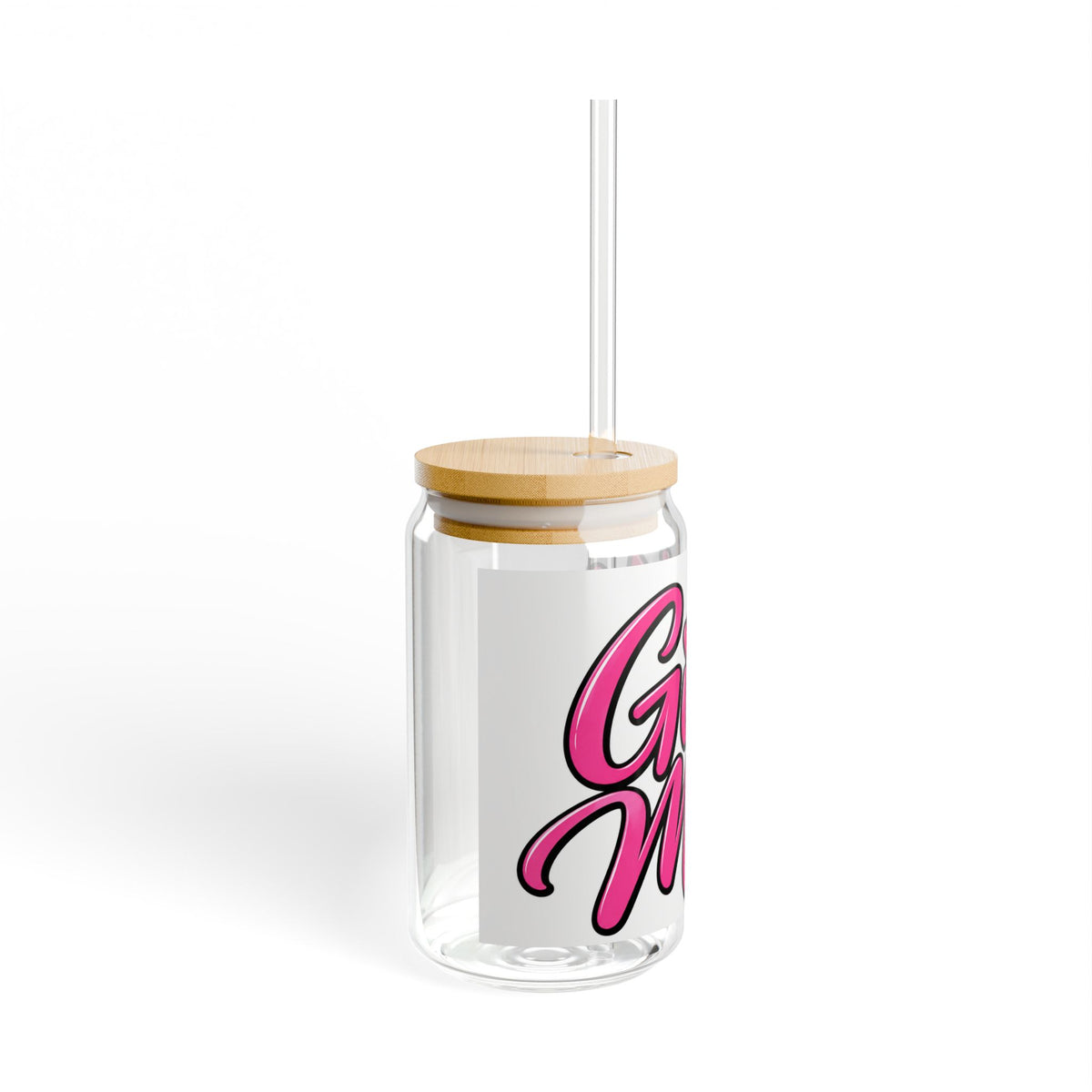 Thread Tumblrz 16oz Girl Mom Pink Crown Glass Sipper with Straw