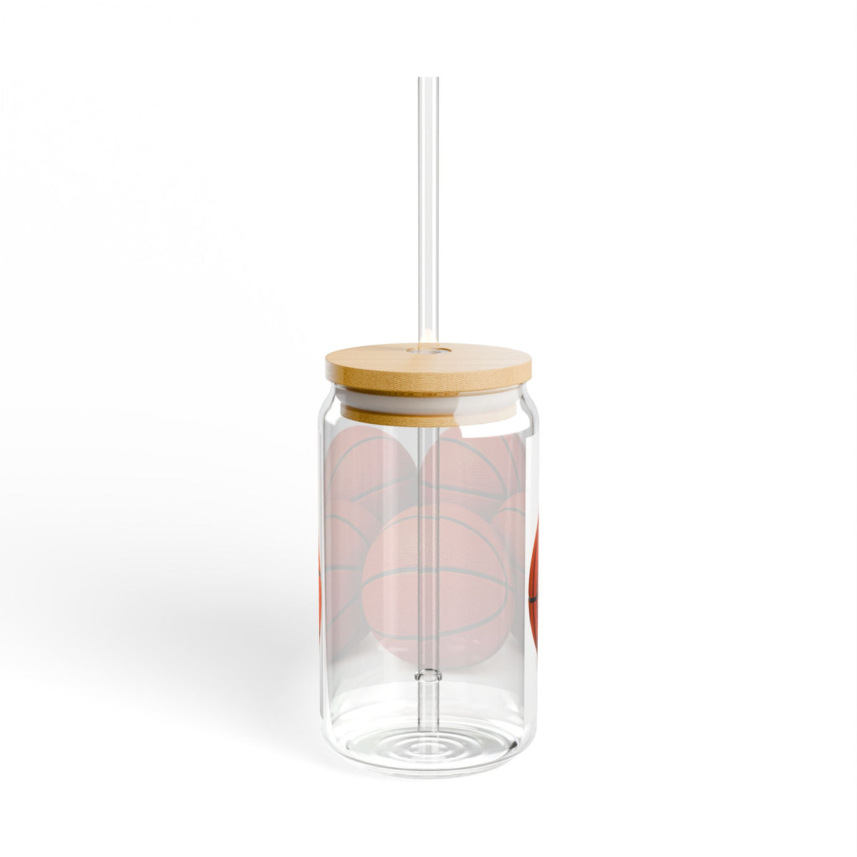 Thread Tumblrz 16oz Basketball Sports Glass Sipper Jar with Straw