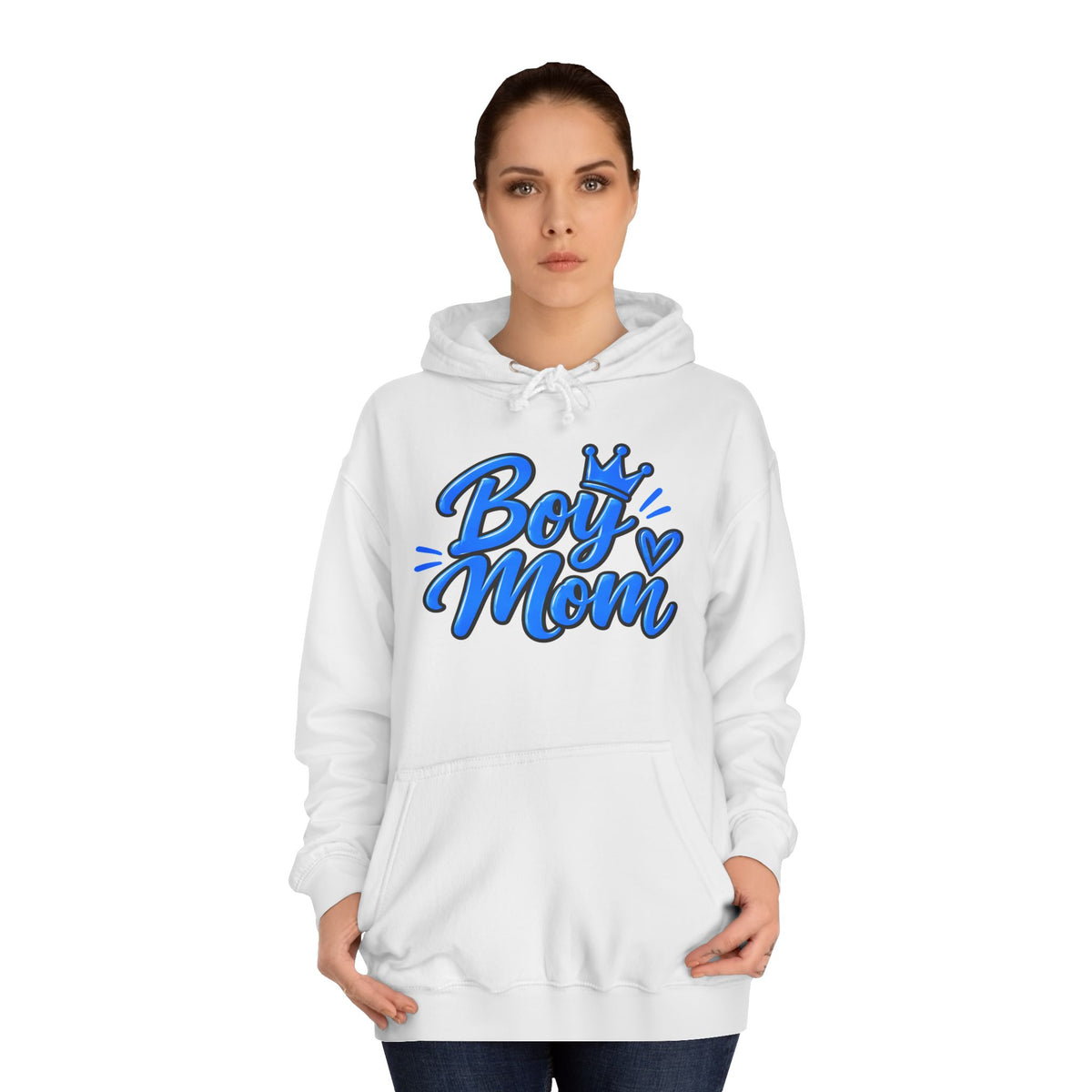 Thread Tumblrz Women's Boy Mom Blue Script Graphic Pullover Hoodie