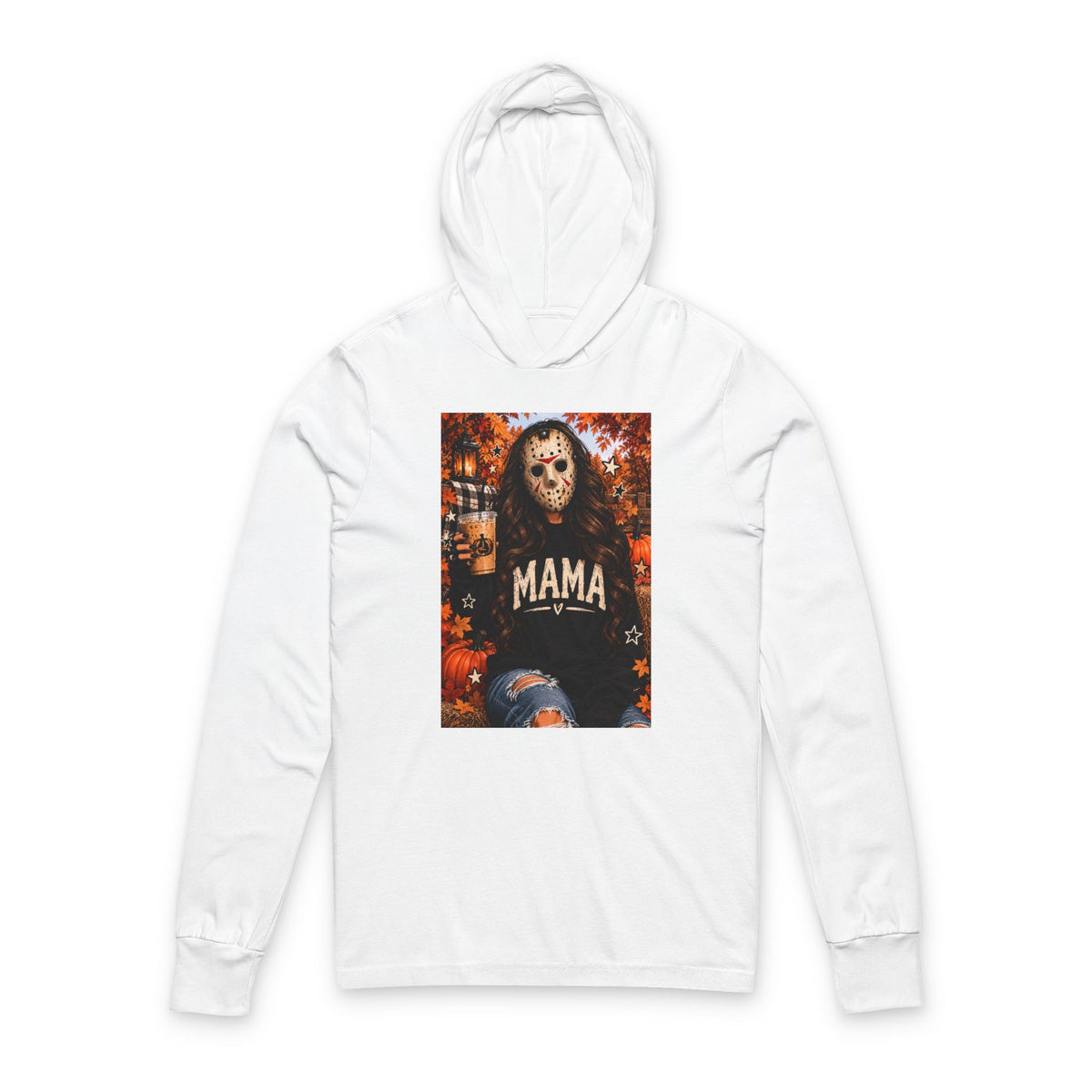 Thread Tumblrz Women's Mama Horror Mask Halloween Hooded Long Sleeve T-Shirt