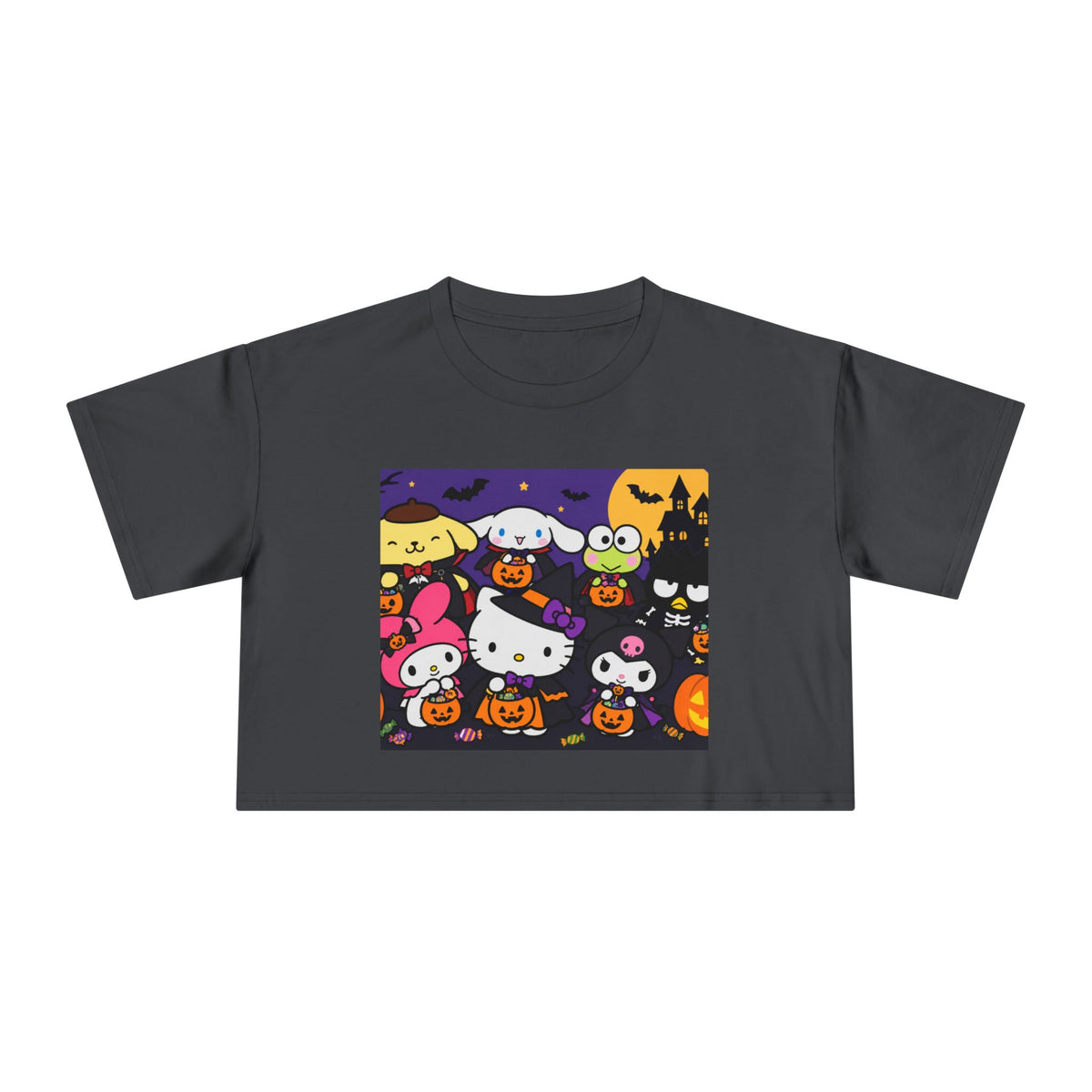 Thread Tumblrz Women's Hello Kitty Halloween Trick-or-Treat Graphic Crop T-Shirt