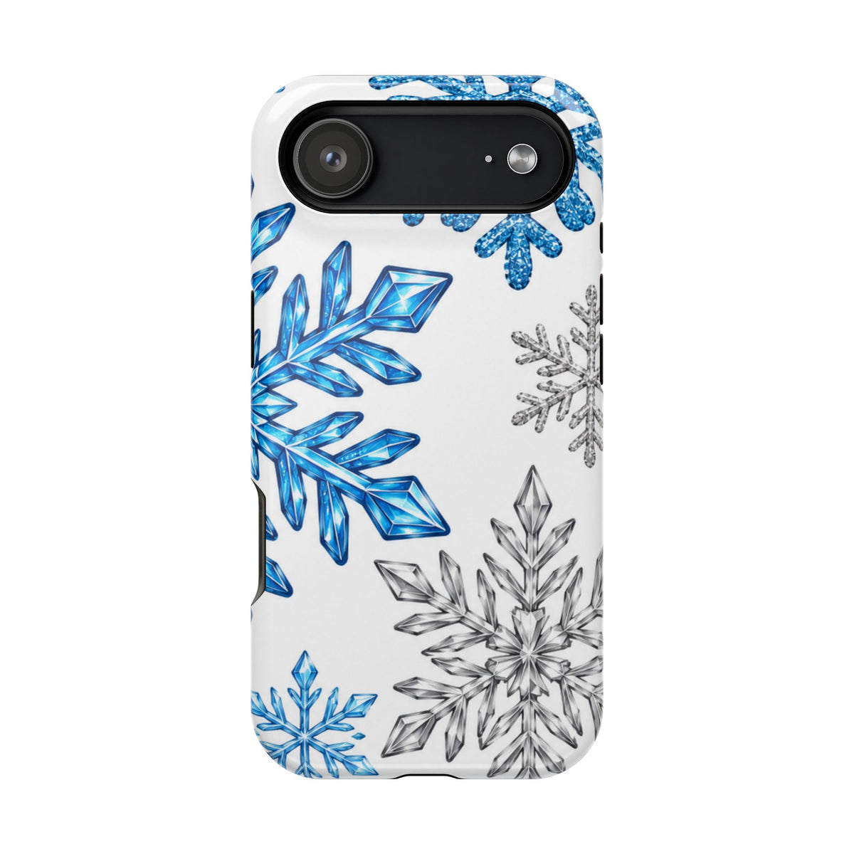 Snowflake Magnetic Impact Phone Case — Winter Blue Crystal Design