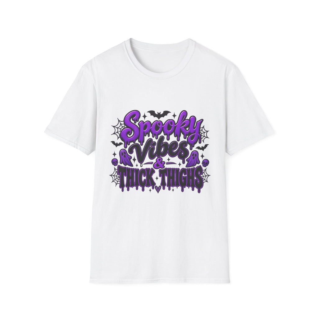 Thread Tumblrz Women's Spooky Vibes & Trick Thighs Halloween Graphic T-Shirt
