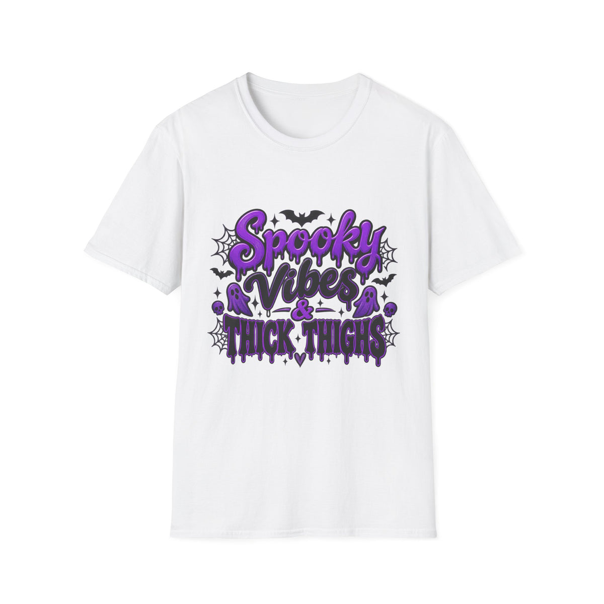 Thread Tumblrz Women's Spooky Vibes & Trick Thighs Halloween Graphic T-Shirt