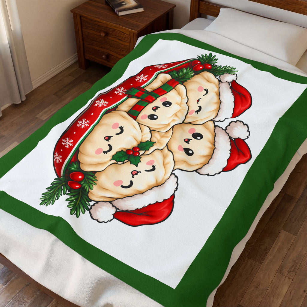 Christmas Cookie Plush Blanket — Cute Santa Cookie Velveteen Throw