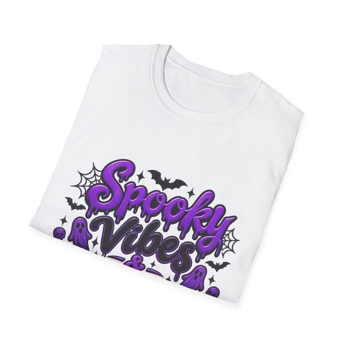 Thread Tumblrz Women's Spooky Vibes & Trick Thighs Halloween Graphic T-Shirt