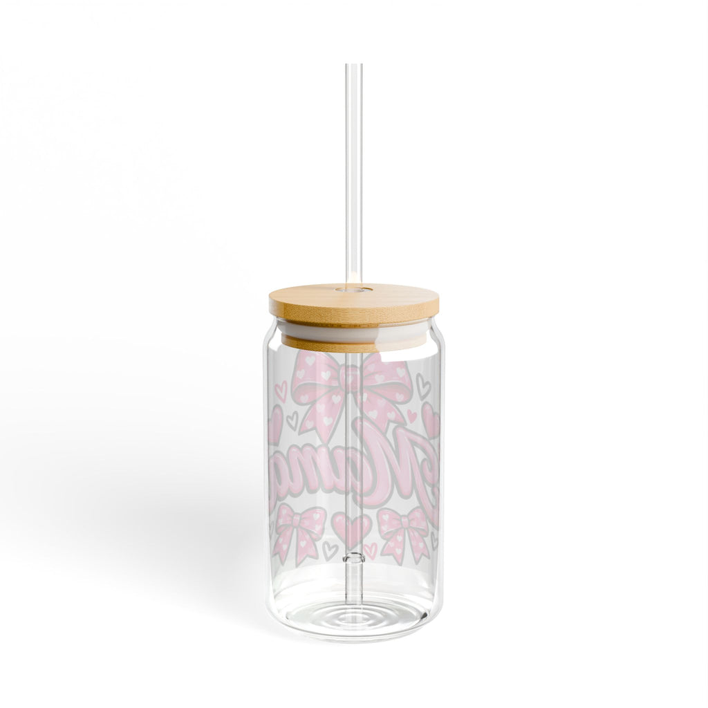 Thread Tumblrz 16oz Mama Pink Hearts & Bows Glass Sipper — Mother's Day Gift