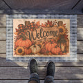 Autumn Welcome Doormat — Fall Pumpkin & Sunflower Porch Mat